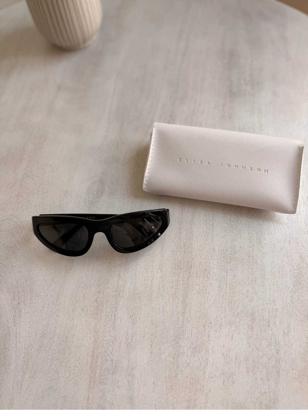 Elisa Johnson Black Cat-Eye Sunglasses with Case